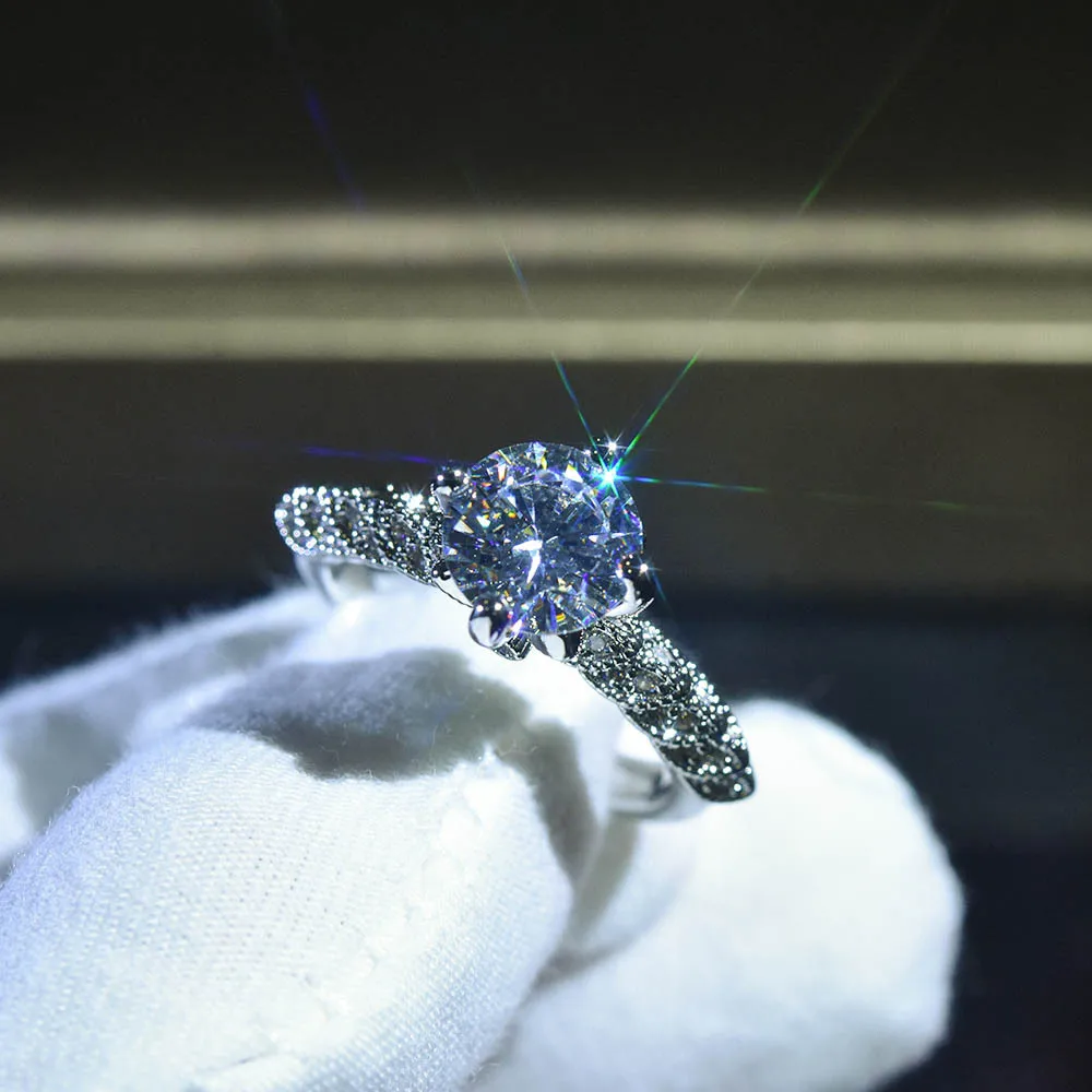 

Pure Natural AAA Zircon Stone Diamond Gemstone Solid Sterling Silver Ring for Women Real Silver 925 Jewelry Bizuterias Rings Box