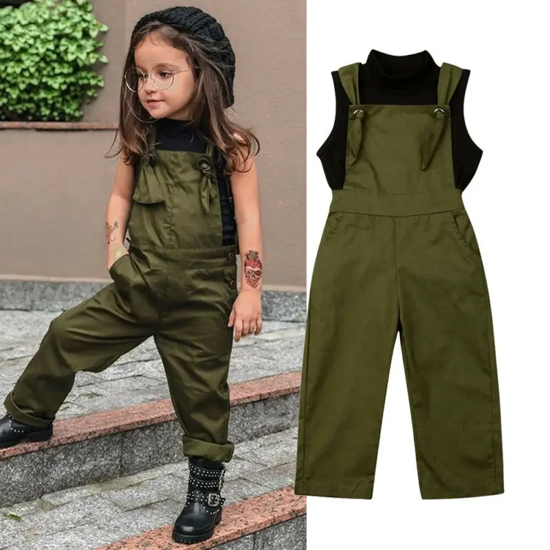 

2019 Emmababy Toddler Kids Baby Girl Sleeveless T-shirt+Jumpsuit Suspender Pants Overalls New Fashion Summer Clothes Outfits Set
