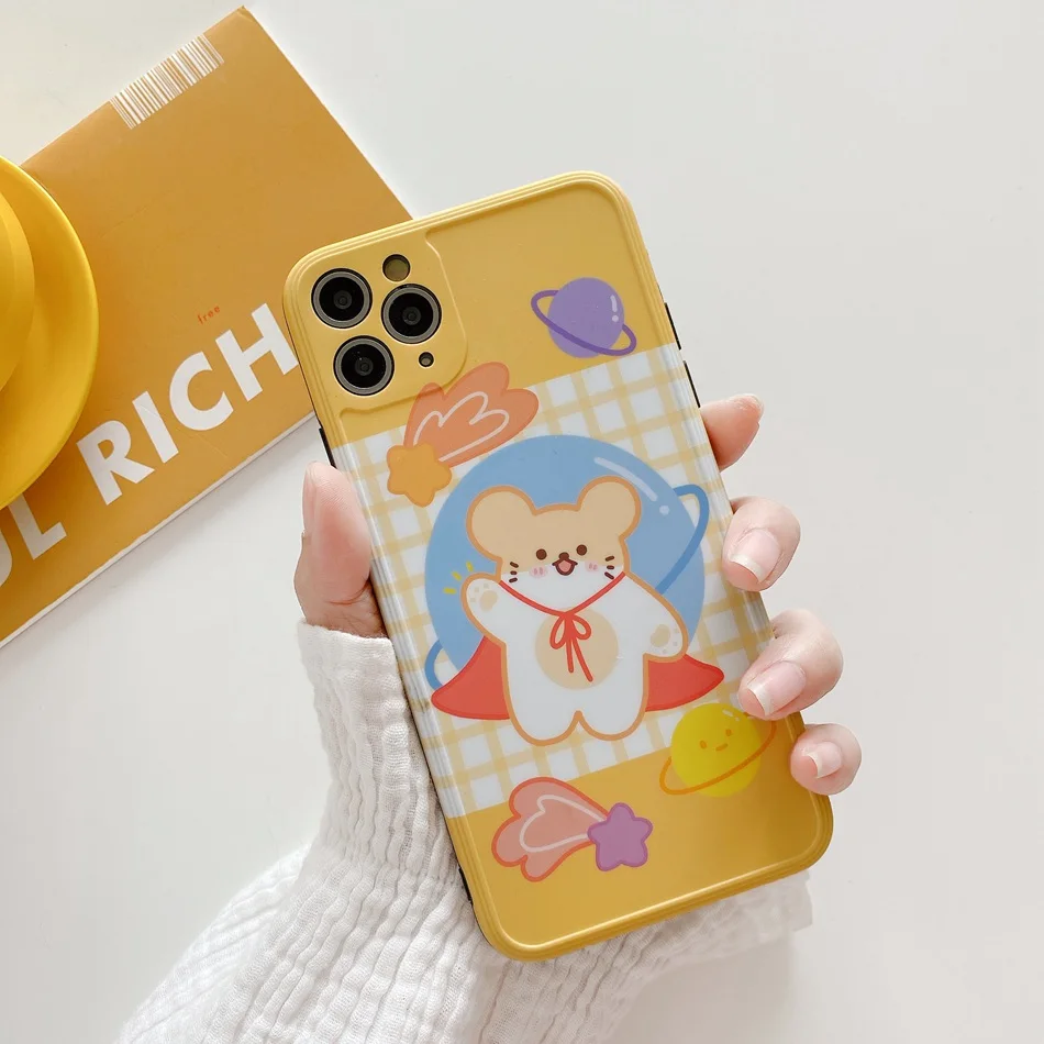 

For iPhone 11 Pro XS Max XR X Case Cute Cartoon Planet Bear Pattern Phone Case For iPhone SE 8 7 Plus Soft Tpu Shockproof Cover