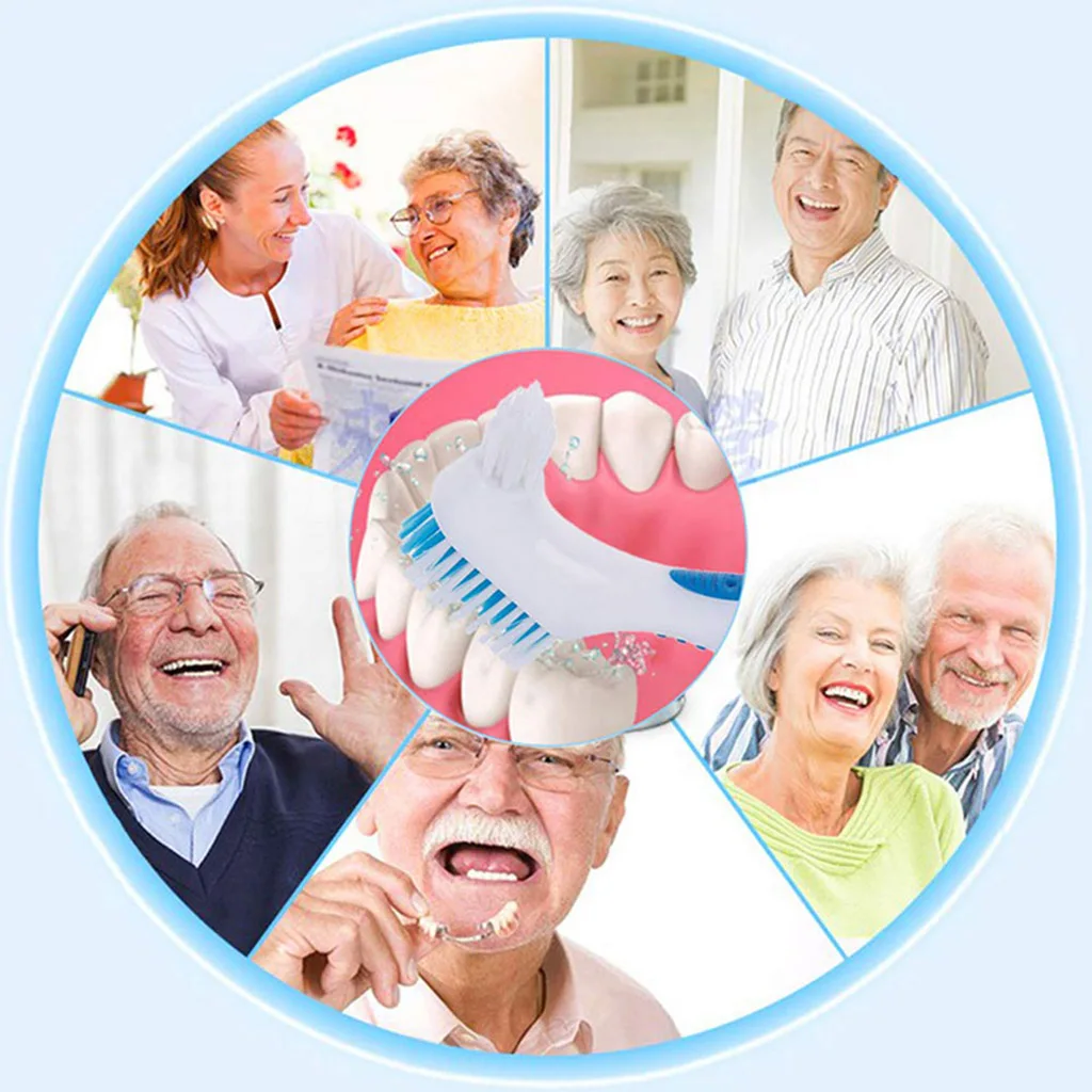 8Pcs Double Sided Denture Cleaning Brushes Set False Teeth Food Residue Stains Oral Cleaner Toothbrush