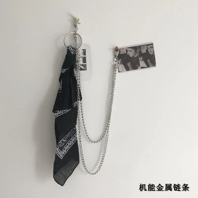

2019 Retro Waist Flower Kerchief Phants Zipper Chain Belt Homemade Trend Metal Punk Disco Dancing Hanging Decoration