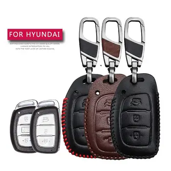 

Leather Car Key Case Cover For Hyundai I30 IX35 HB20 Solaris Rucson Accent SANTA FE Protection Key Shell Skin Bag Only case