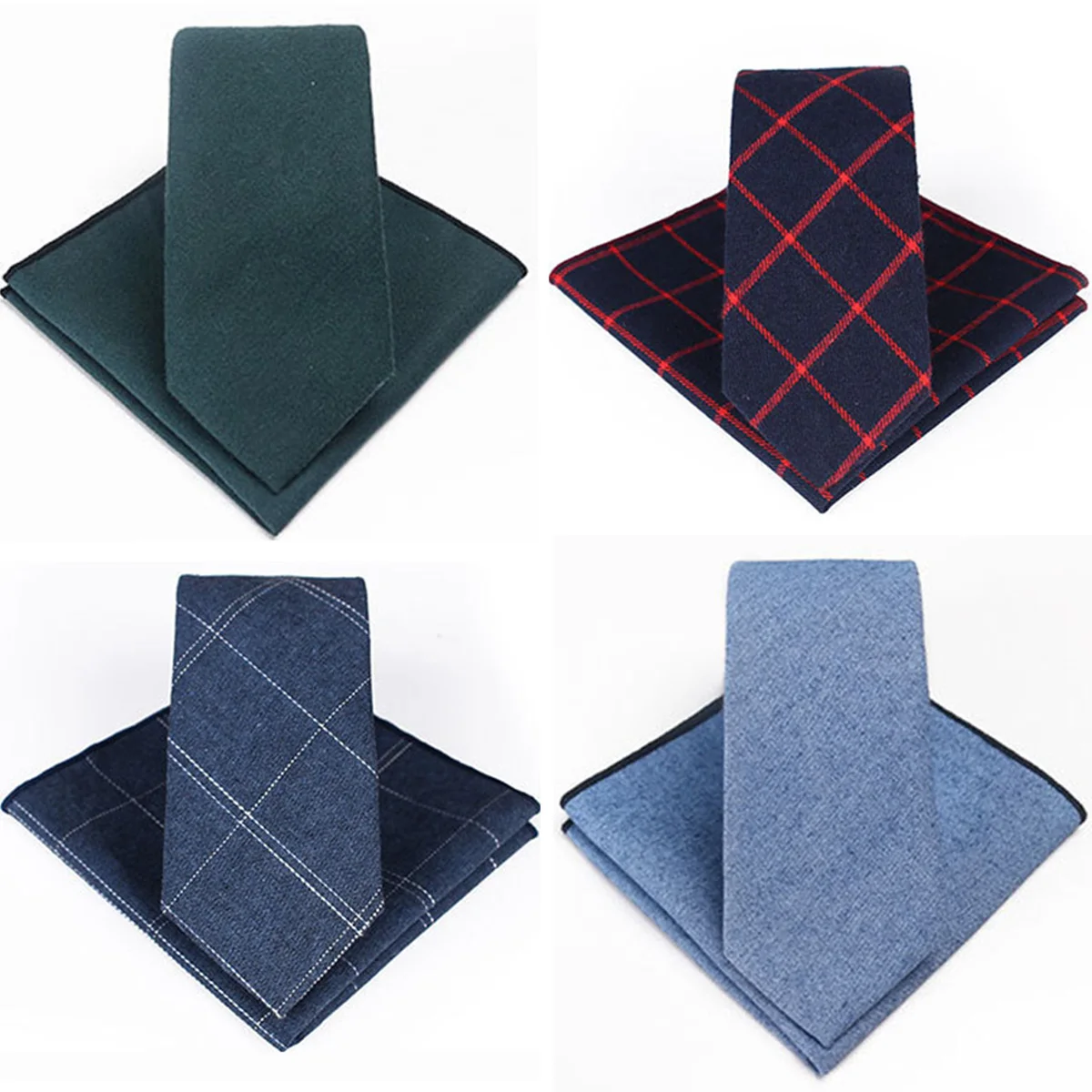 

Комплект из галстука и носового платка в клетку, 7 см