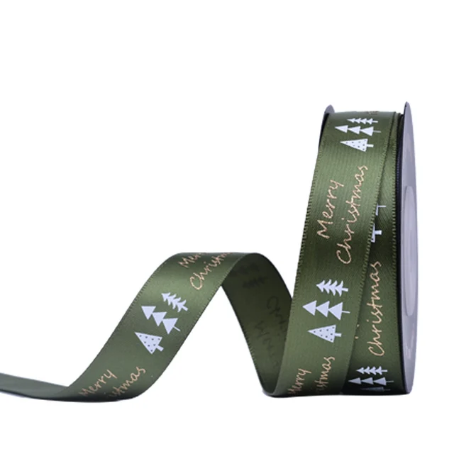 YAMA Christmas Ribbon 10yards/roll 6mm 9mm 16mm 19mm 22mm 38mm Multi-style Optional for Xmas DIY Decoration Crafts 570 Moss