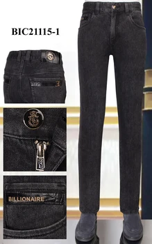 

BILLIONAIRE Jeans Cowhide winter thick men 2020 new cotton fashion Business embroidery Comfortable high quality big size 31-40
