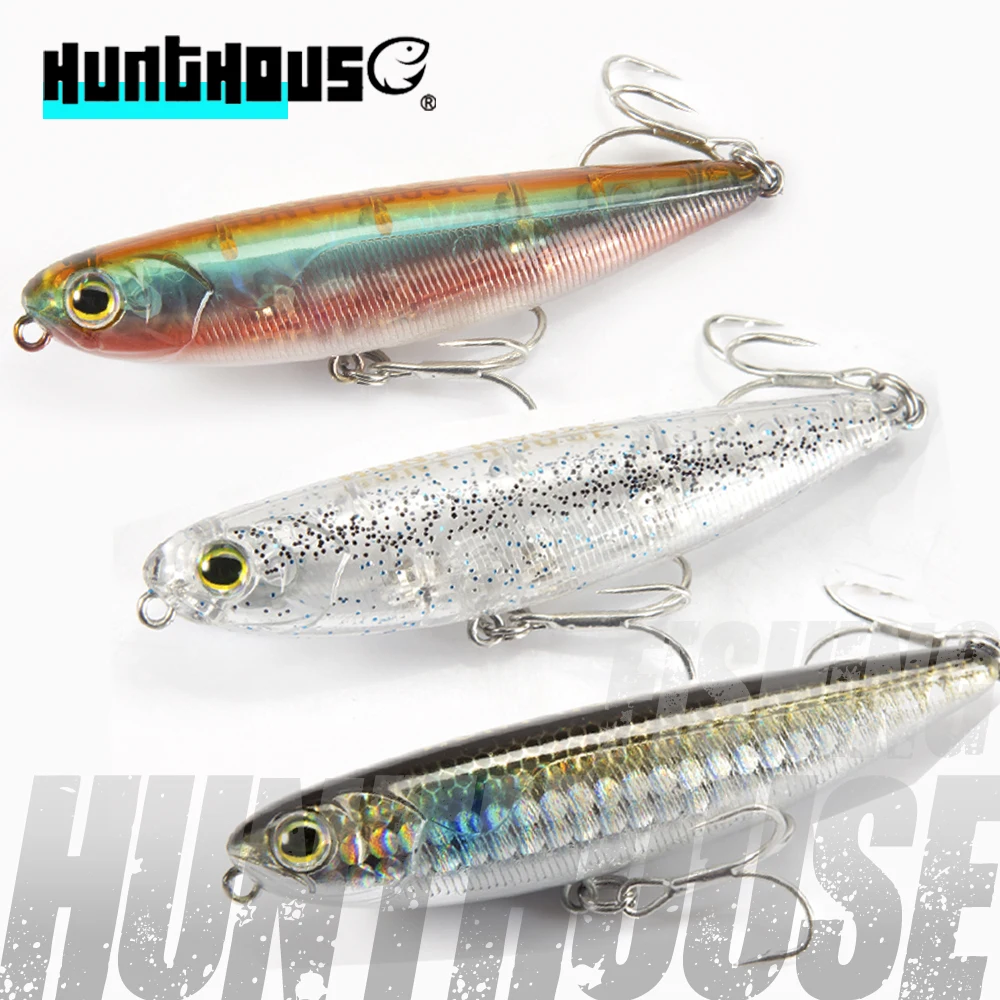 

3pcs/bag Hunthouse Topwater Pencil Fishing Lure 60/90mm 6.4/12.4g Surface Floating Bait Top Water Lures for seabass pike feeder