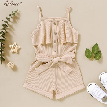 

Summer Toddler Baby Girls Sleeveless Solid Ruffles Suspender Romper Jumpsuit May 18th
