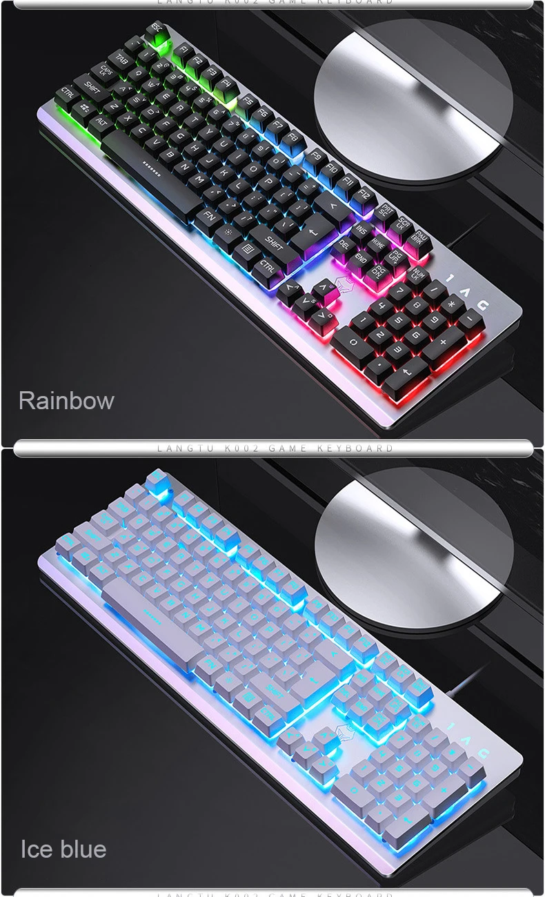 K002 RGB игровая клавиатура с подсветкой металлическая Проводная Механическая игра E-sports профессиональная клавиатура компьютерная периферийная