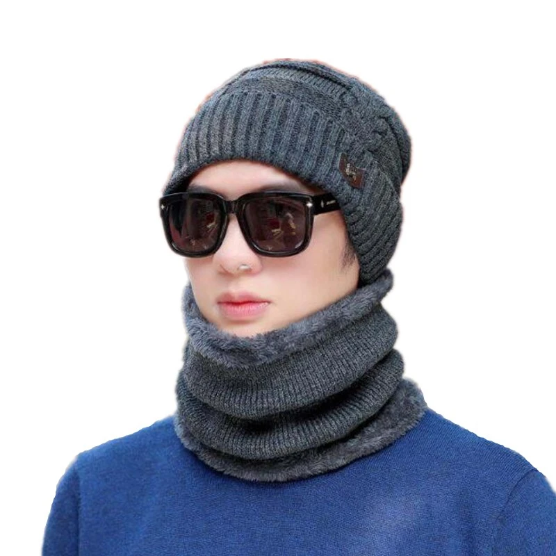 Новые зимние шапки Скалли зимняя шапка бини для мужчин женский шерстяной шарф головные уборы, Балаклава маска Knitted шапка вязаные шапки