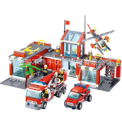 

KAZI 8051 City Large Fire Truck Building Blocks Packaged Combination Multi-seat Interactive Children'S Educational Toy