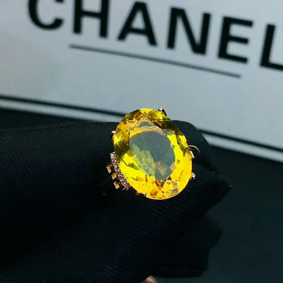 MeiBaPJ натуральный сон лимонного цвета ювелирные изделия с цитрином набор 925 серебряное ожерелье кольцо из двух частей Люкс Свадебные украшения для женщин