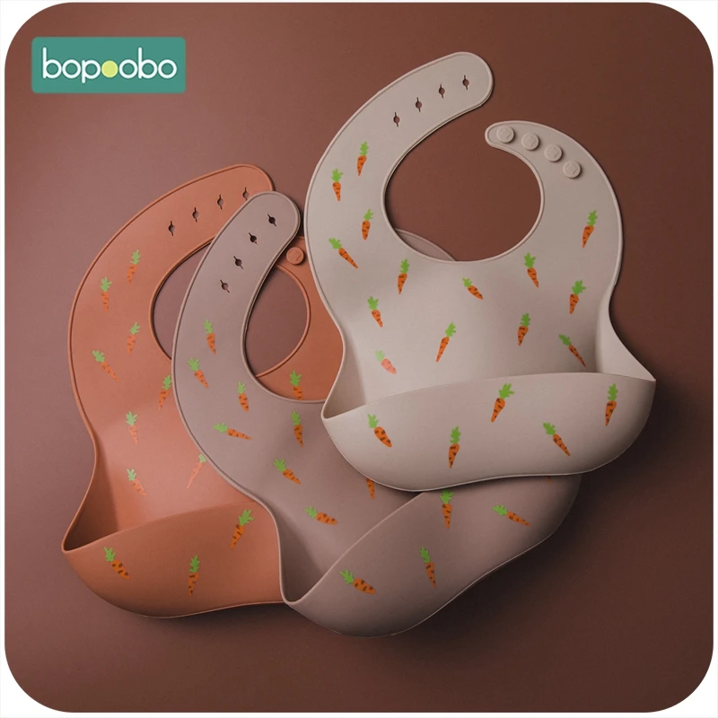 Bopoobo 1PC Baby Bib Silicone baby Eating Three-dimensional Disposable Child Fasion Style Robbert BPA Free | Детская одежда и