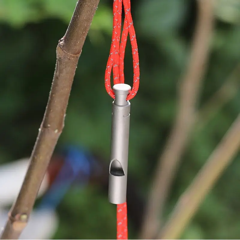 Чистый титановый свисток для выживания на открытом воздухе походный высокочастотный свисток со шнуром