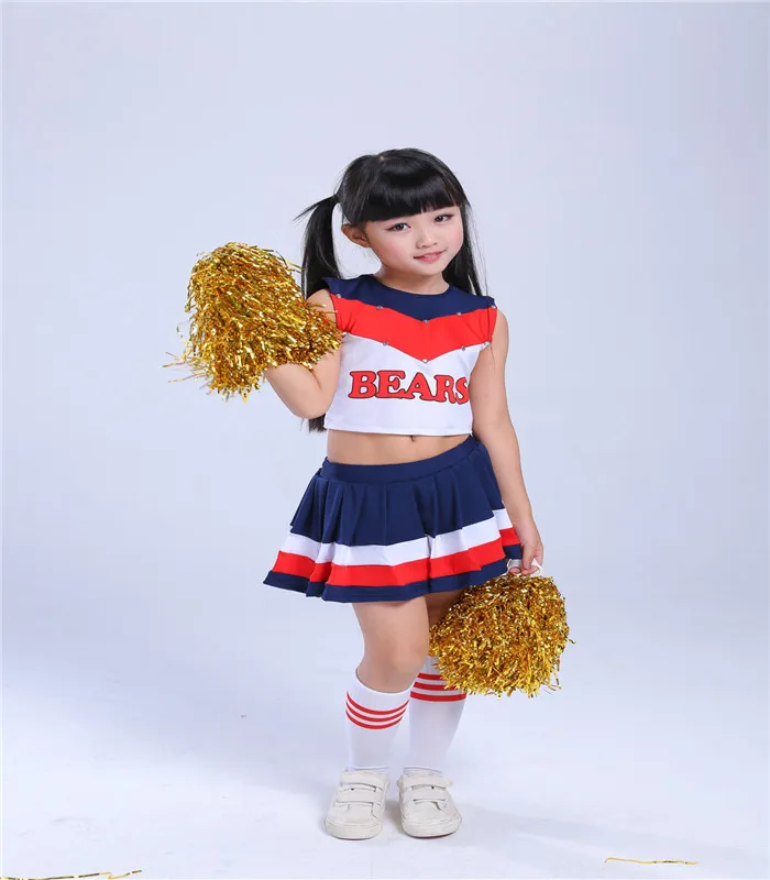 (2pcs pom poms free gift)Children Cheerleading Performance Girl