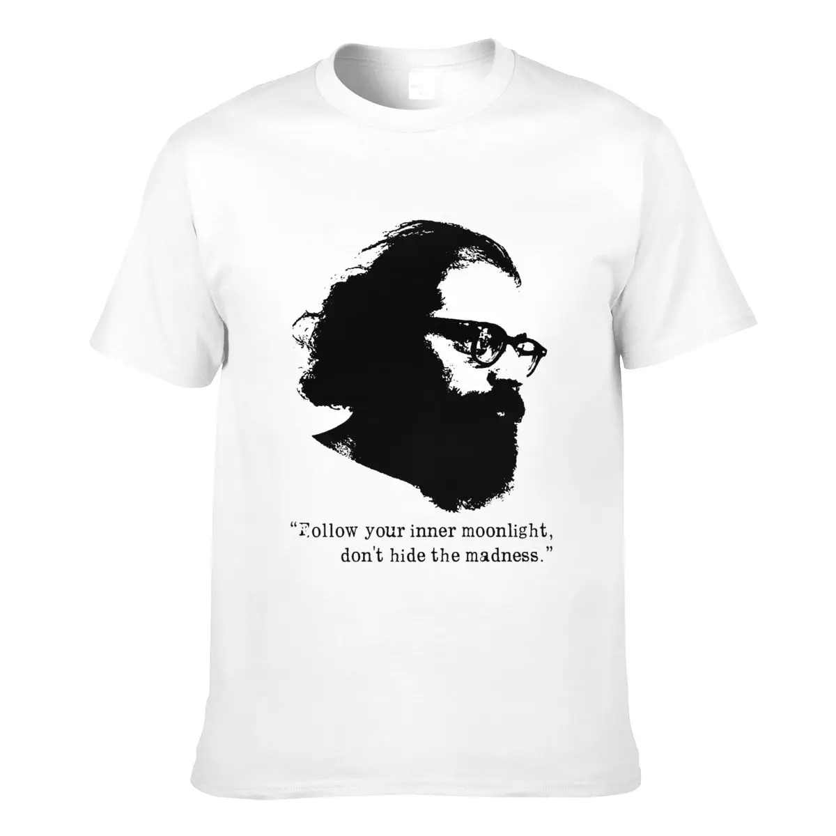 

Allen Ginsberg Inspired Tops Tee T Shirt 100% Premium Cotton Beat Poet Flower Power Tops New Unisex Funny T-Shirt
