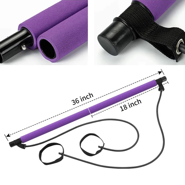 Pilates Bar with Resistance Bands Set, Home Gym Yoga Exercise