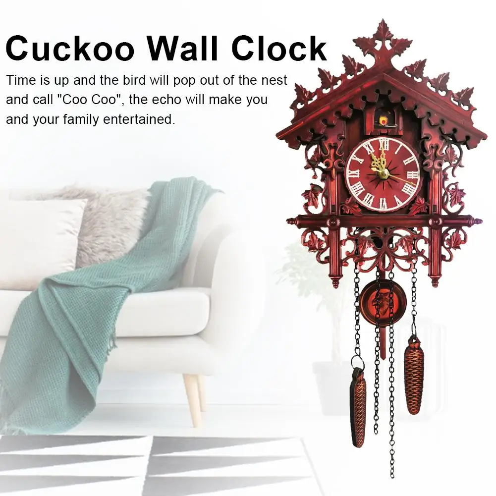Ретро винтажные часы Cuckoo ручной работы деревянные настенные часы ручной работы старинный будильник для кабинета спальни домашний декор - Цвет: Green