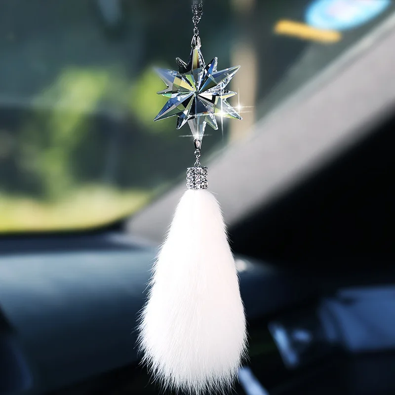 

Car Ornament Crystal Snowflake Jewelry Lady Ornaments Rearview Mirror Pendant To Ensure Safety Pendant