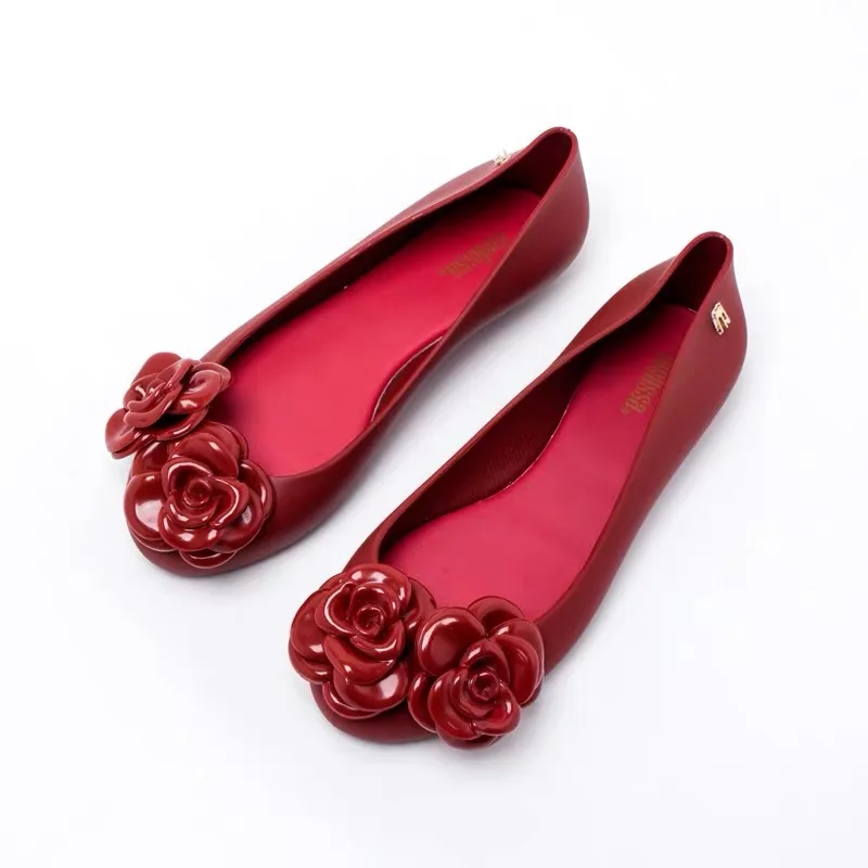 Melissa/женская прозрачная обувь; красивые красные розы цветы; коллекция года; melissa; женская обувь на плоской подошве; сандалии для взрослых; женская обувь - Цвет: red