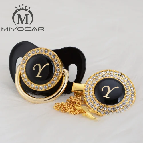 LY-4 6-18M BLING name Initial letter Y elegant silver bling pacifier and pacifier clip BPA free dummy bling unique design SGS pass LY - Цвет: LY-4 6-18M