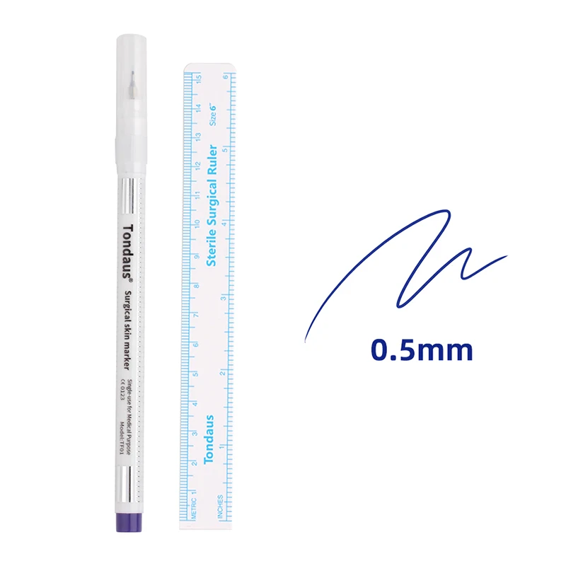 1Pcs Chirurgische Haut Marker Stift Ohr Nase Piercing Gesichts Schönheit Augenbrauen Tatoo Wimpern Pfropfen Make-Up-Tool Wasserdicht Blau weiß – Detail 4