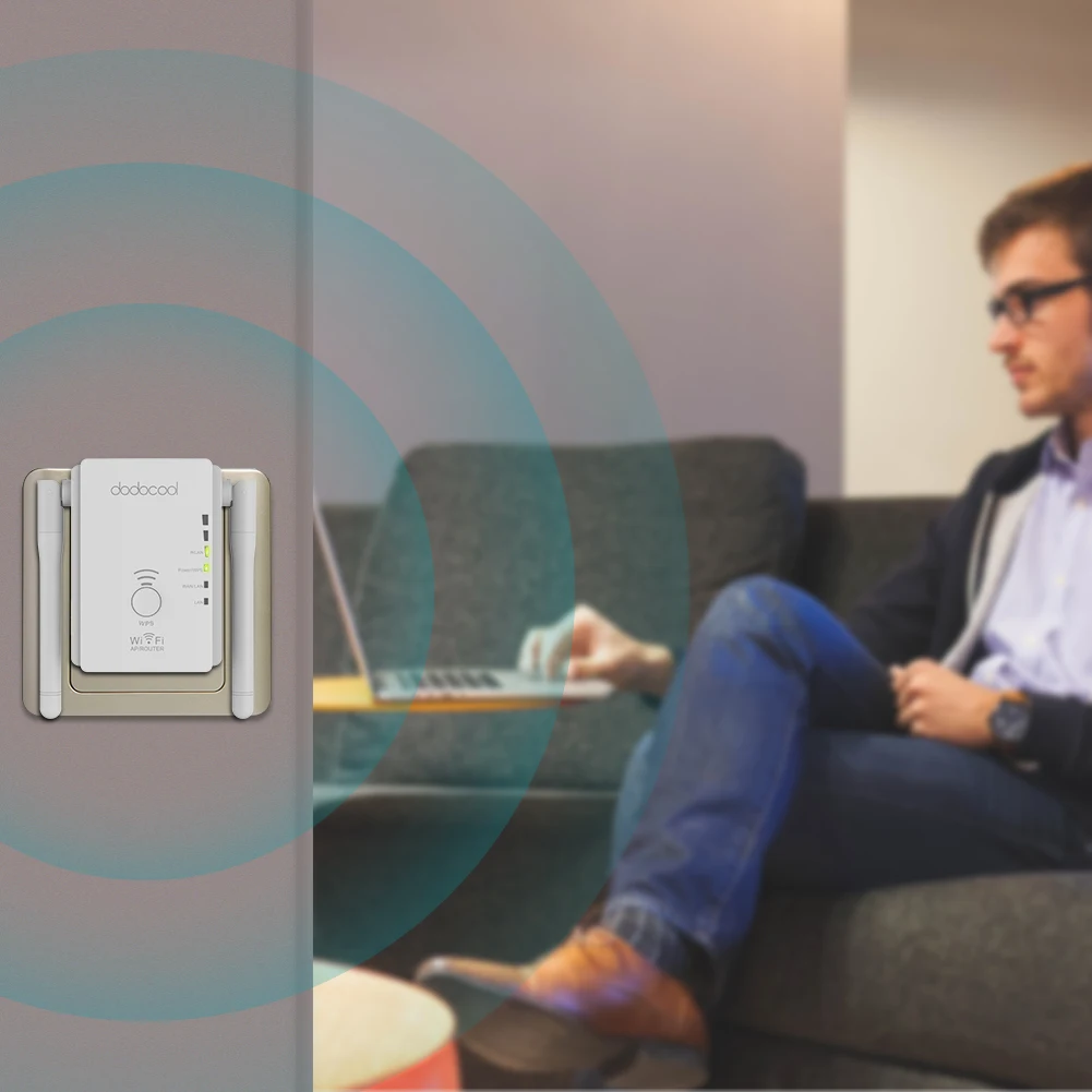 Dodocool N300 Мини-репитер WiFi/маршрутизатор/точка доступа WiFi расширитель диапазона с 2 внешними антеннами WPS защита ЕС/США штекер
