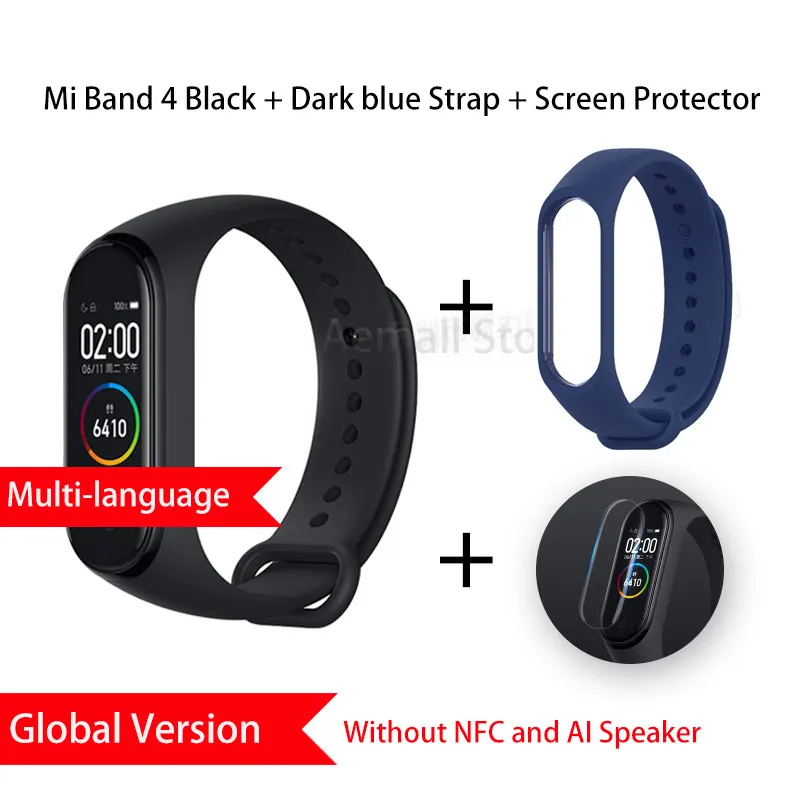 GL Darkblue Глобальная версия Xiaomi mi Band 4 смарт-браслеты mi band 4 браслет пульсометр фитнес 135 мАч цветной Bluetooth 5,0 китайская версия - Цвет: GL Darkblue