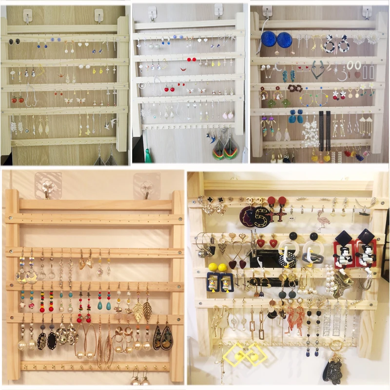 

38*40.5cm Creative solid wood earrings Jewelry hanging wall home necklace stand display Storage props Suitable for Door