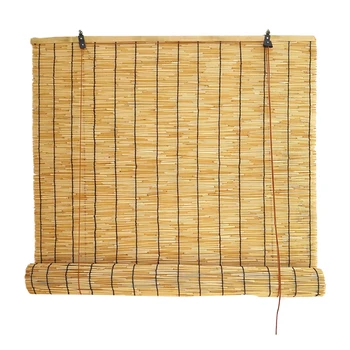 

Chinese Style Retro Straw Curtains Rustic Roll-Up Reed Shade Window Roller Blind Natural Straw Curtain Wall Decoration