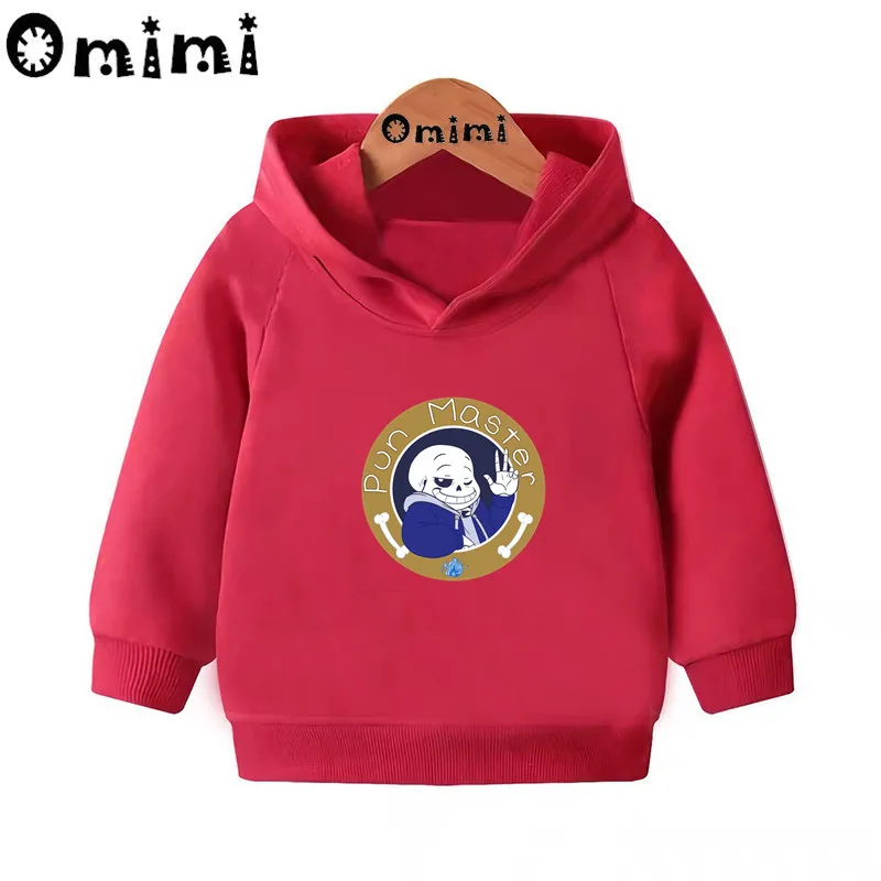 Skull Brother Undertale Sans/милые Свитшоты детские толстовки с капюшоном крутой пуловер для малышей топы для девочек и мальчиков, осенняя одежда KMT2405 - Цвет: Red-2405J