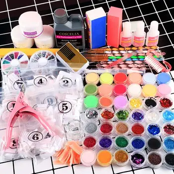 

Acrylic Nail Set with 120ml Acrylic Liquid Acrylic Powder Glitter Mini-ball Nail Decoration Nail Art Tools Design Kit