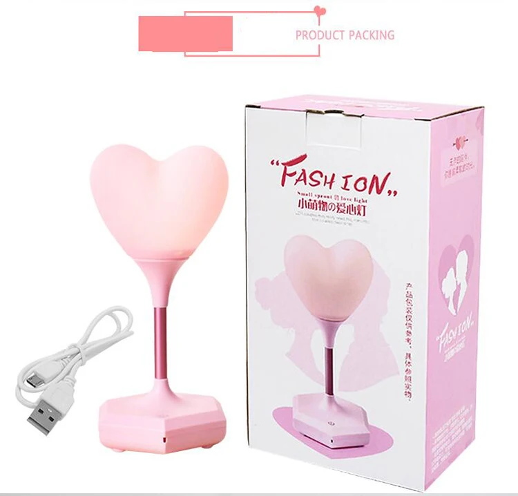 USB Rechargable LED Touch Control Table Lamp Girl Rose Love Heart Modeling lamp Energy Saving Romantic Decoration Night Light