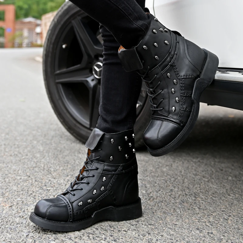 Мужские мотоциклетные ботинки из натуральной воловьей кожи Военные боевые