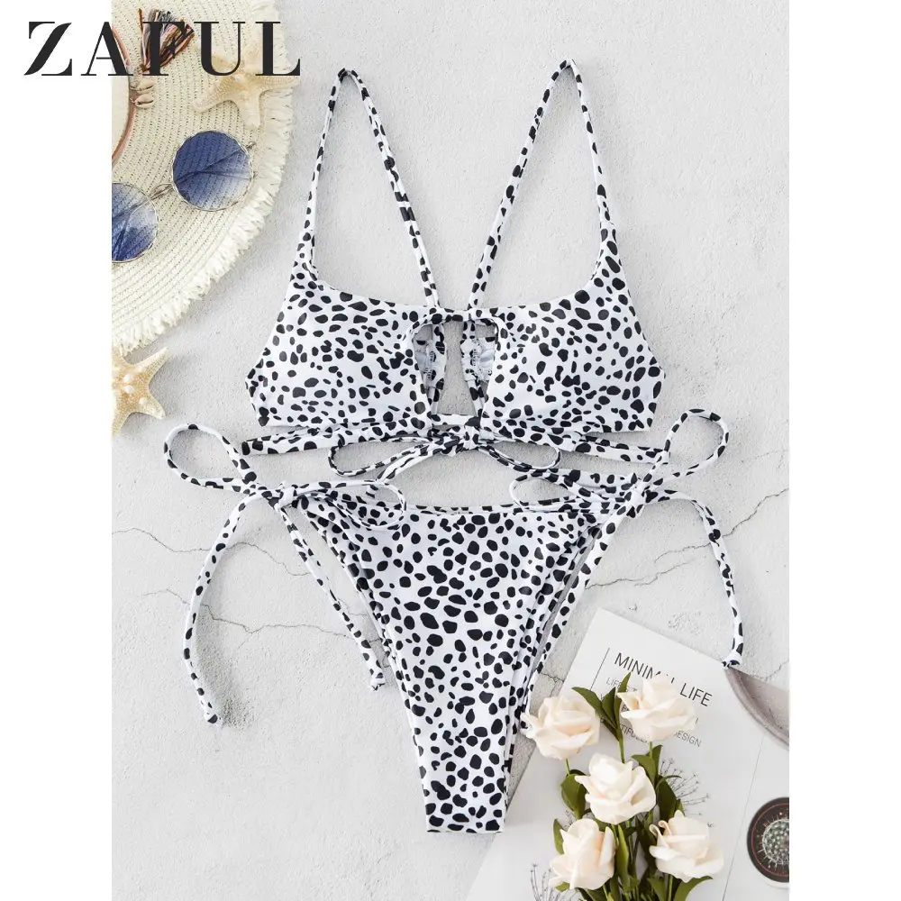 Купальник-бикини со съемными вставками с низкой талией змеиным принтом | Женская