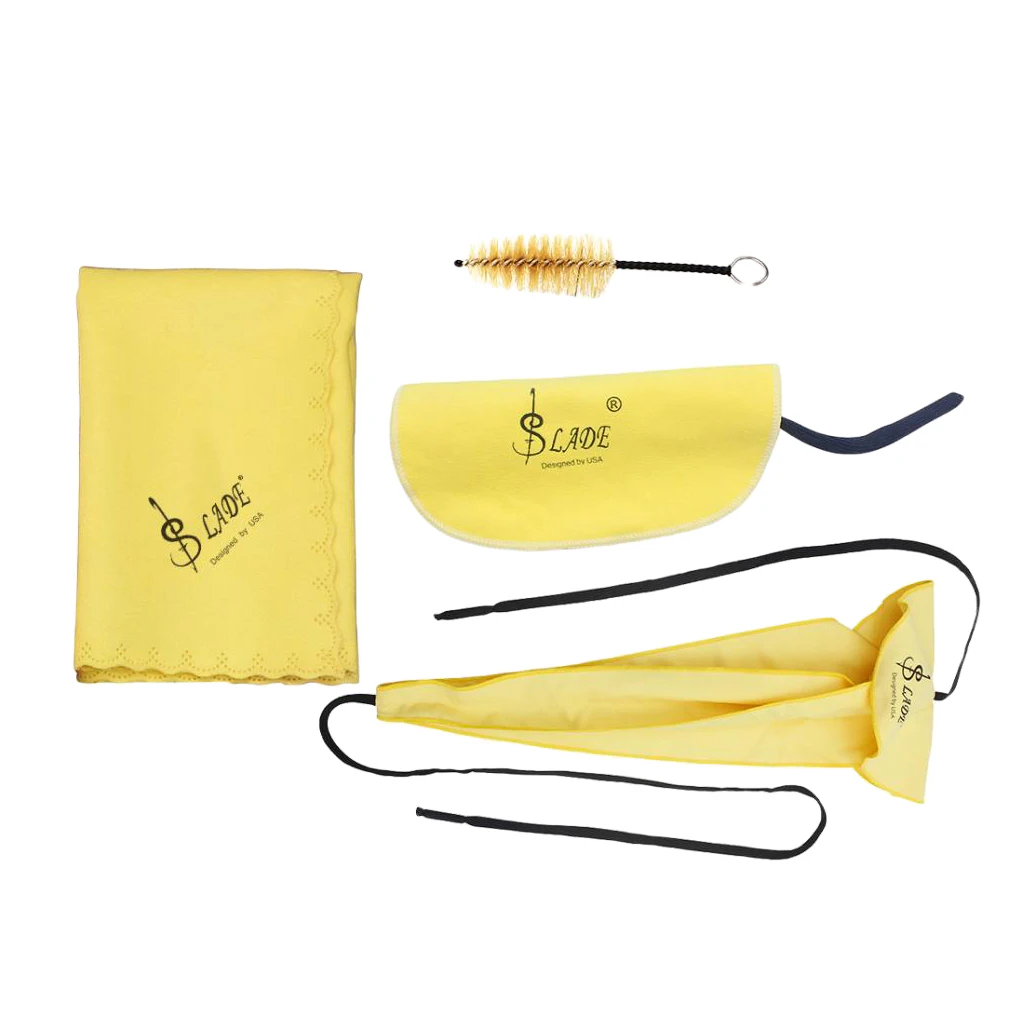 4 Pieces Saxophone Cleaning Kit Water-Absorbing Clean Cloth Mouthpiece Brush