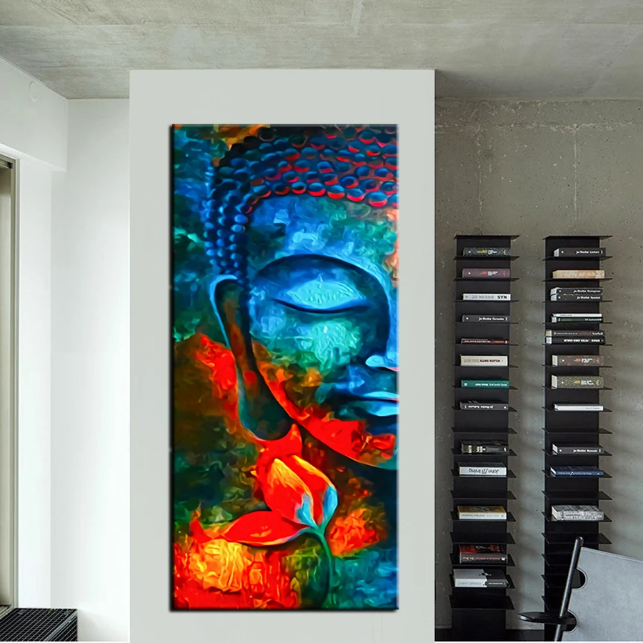 Modern Pop Buddha Wall Art Canvas Posters And Prints Bright Colorful Buddhism Portrait Canvas Paintings For Living Room Cuadros