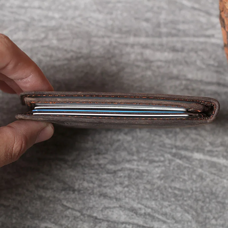 Верхний слой коровья кожа натуральная мужские тонкие кошельки Держатель для