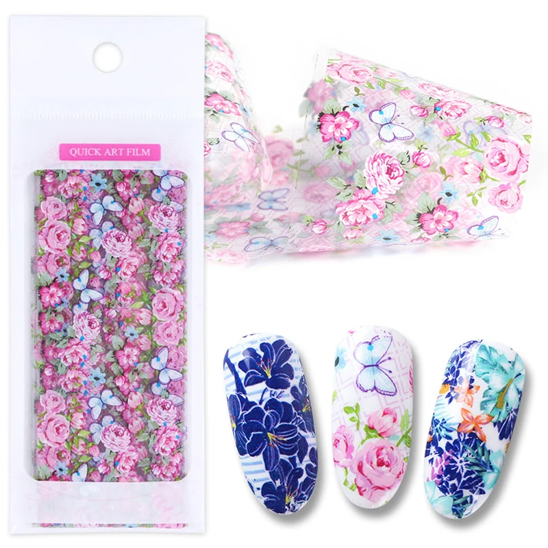 

10pcs Mix Rose Flower Nail Art Foils Stickers Transfer Nail Foil Decal Sliders Nails Sticker Art Decoration Manicure Design