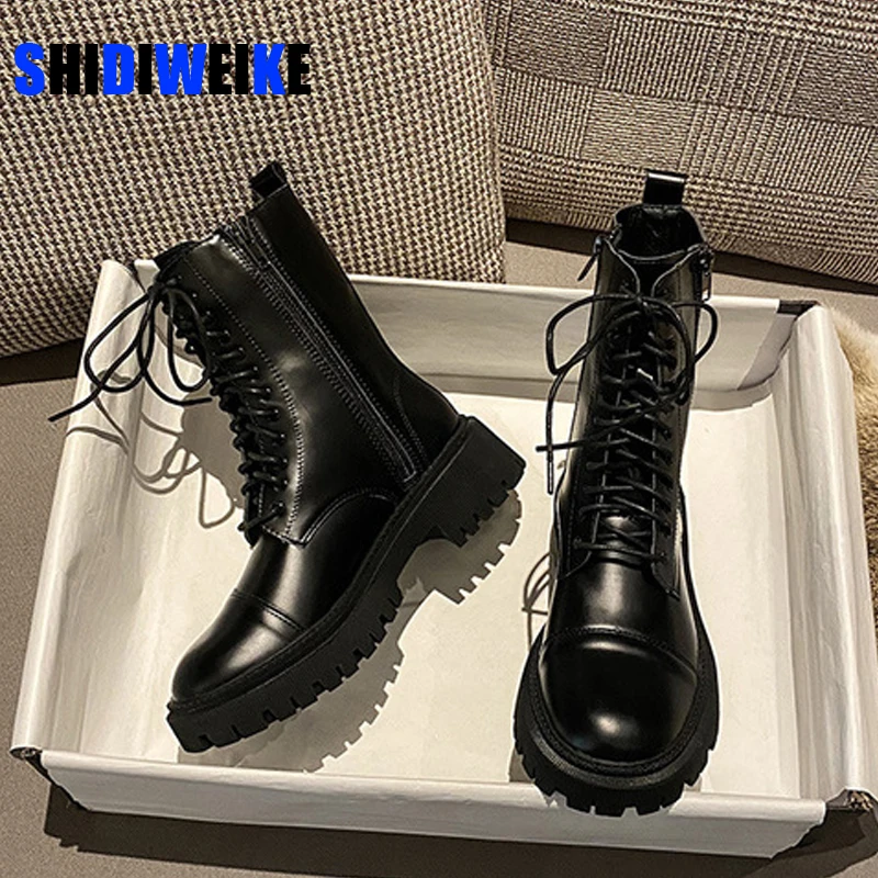 Expresión Besugo Tropical Botines de cuero genuino de goma para mujer, zapatos de plataforma con  cremallera, Botines negros, botas para mujer, botines para mujer 2021 -  AliExpress Calzado