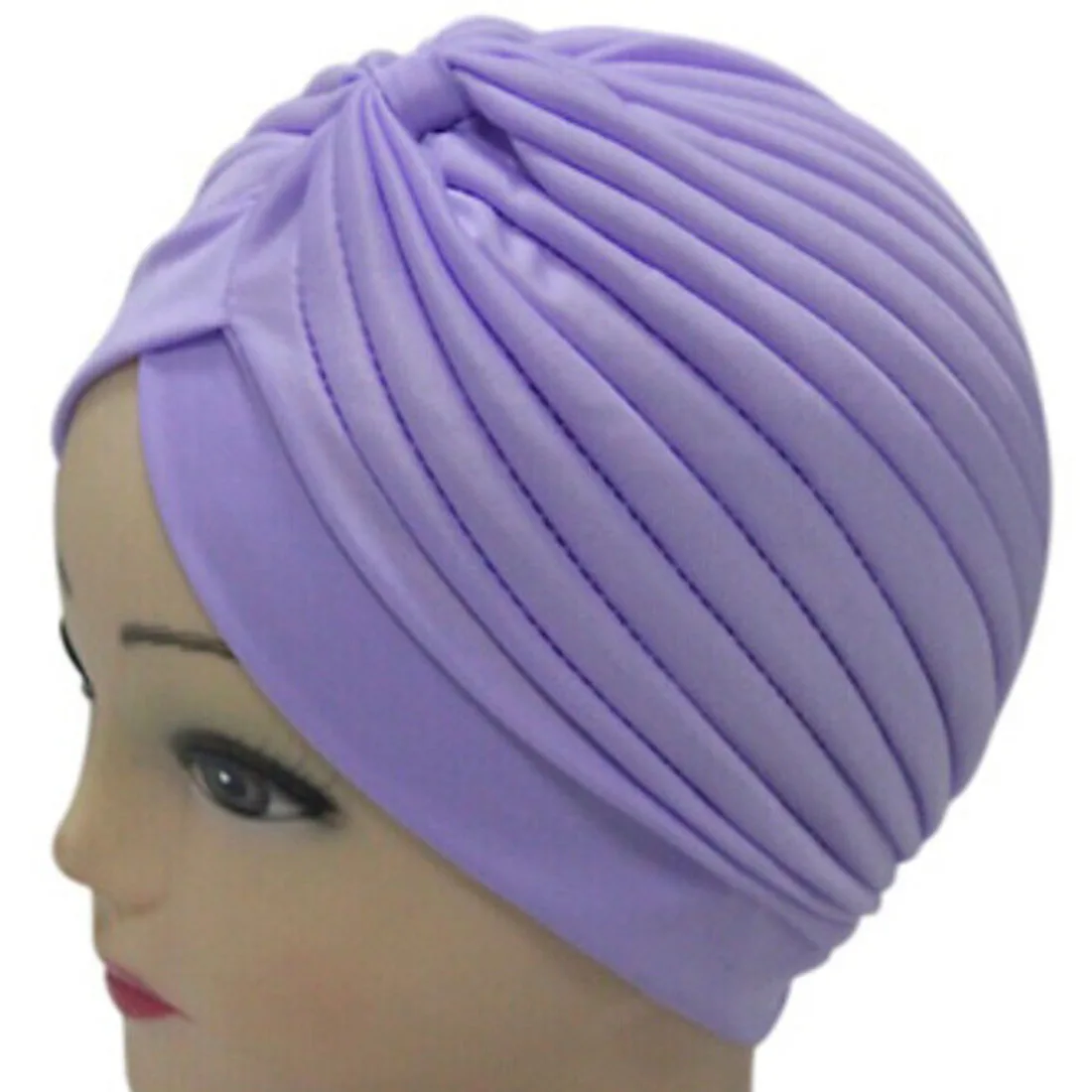 Stretchy Turban Muslim Hat Stretchy Bandanas Headband Wrap Chemo Hijab Knotted Indian Cap Adult Headwear for Women
