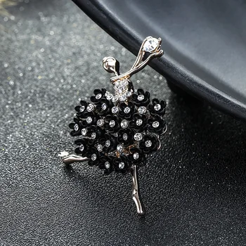 

Rhinestone Vintage Girl Brooches for Women Elegant Cute Dancing Lady Pins Fashion Jewelry Coat Handbag Accessories