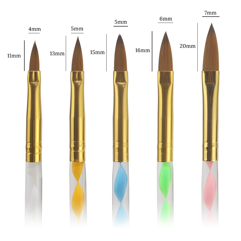 5 шт./компл. 11/13/15/16/20 мм ногтей кисточка с кристаллами, набор для ногтей, гель покраска нажмите с силой так ручка резьба советы маникюрный салон Инструменты