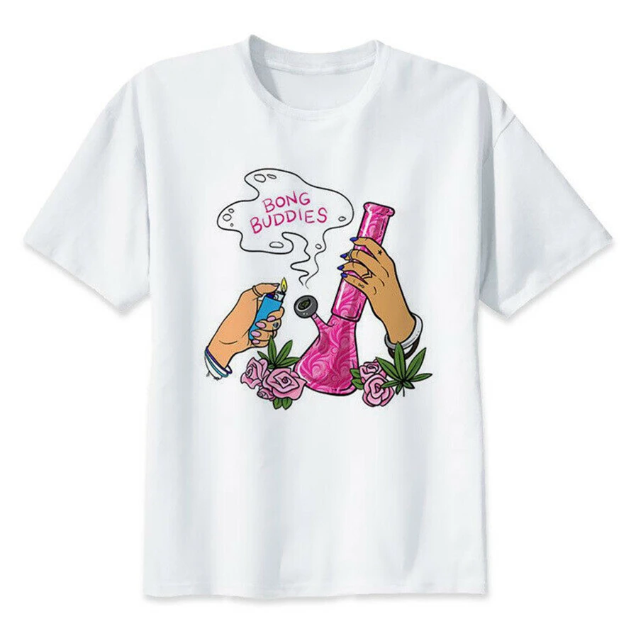 Bong T-Shirt Buddies Brand New Funny Unisex Mary Jane Shirt Summer Style Tee | Мужская одежда