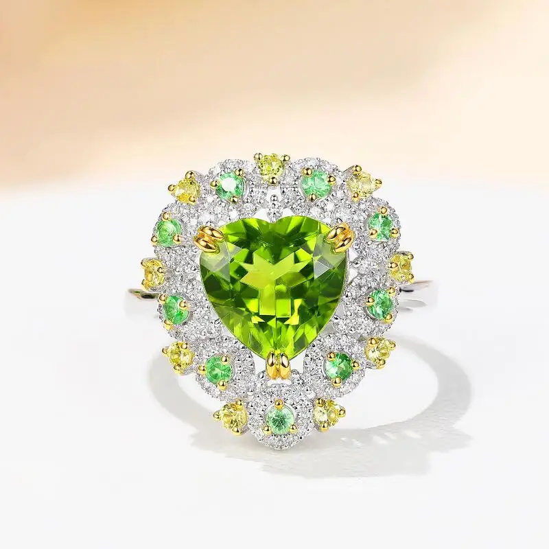 Женское Открытое кольцо RUZZALLATI украшение из серебра 925 пробы с зеленым кристаллом