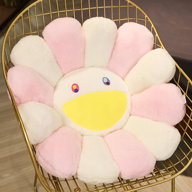 New 60cm Kawaii Sunflower Pillow Soft Flower Stuffed Doll Kaikai Kiki Colorful Plush Toy Cushion Gift