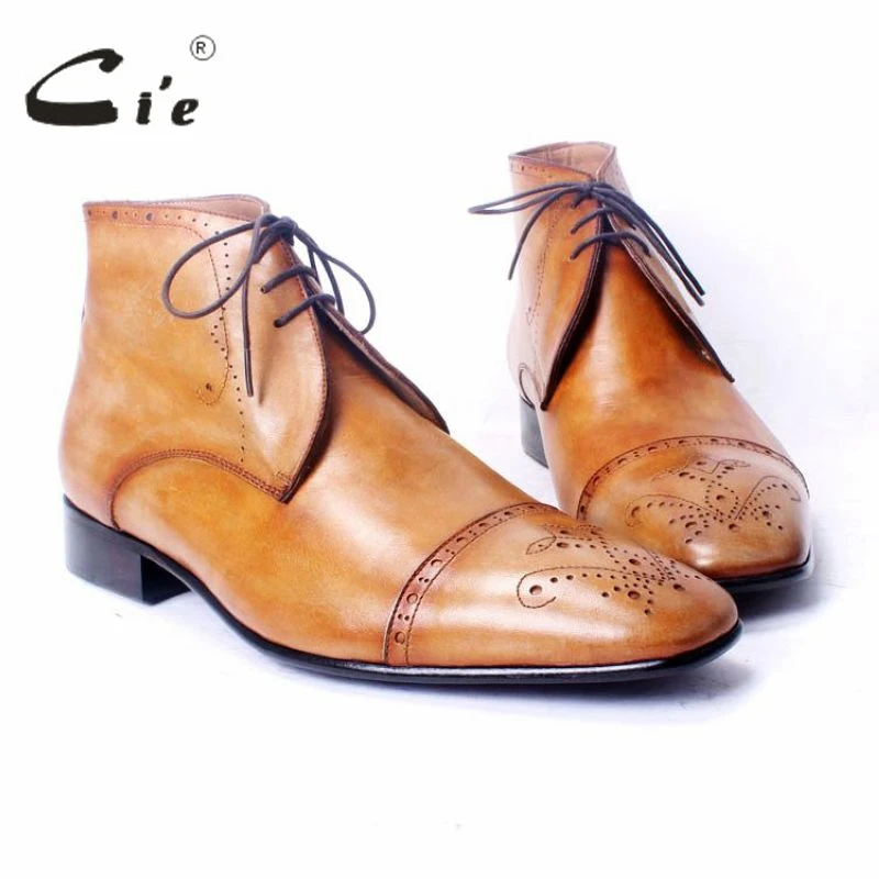 Cie/кожаные ботинки ручной работы; коричневый с оттенком патины; броги со шнуровкой; мужские ботинки из телячьей кожи; коричневые модельные туфли в джентльменском стиле; A77