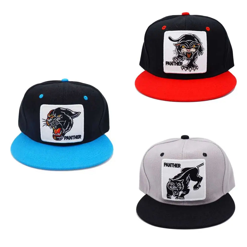 

Vintage Flat-Brimmed Hip Hop Cap SnapBack Trucker Hat With Panther Patch For Men And Women