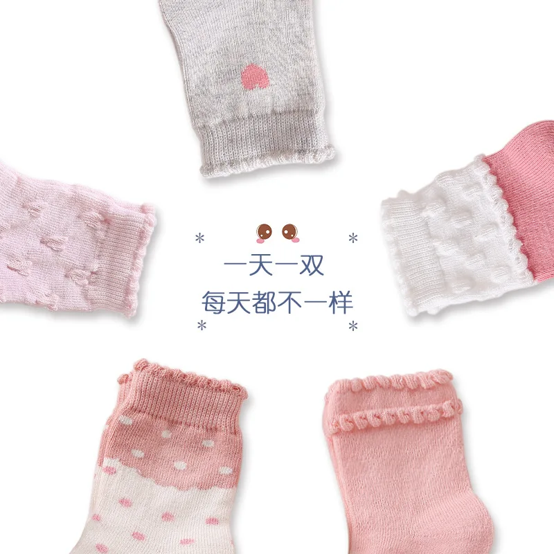 

Sunbve Children's Socks Children New Style Spring Autumn Winter Baby Cotton Socks Girls Tube Socks Five Double Gift Box