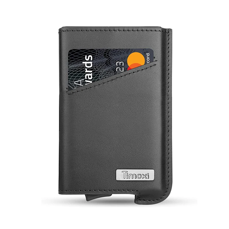 Credit Card Case leather wallet wallet card holder card holder credit card holder credit card wallet card wallet wallet card bag document card wallet for Men Genuine Leather Aluminum Slim Wallet Minimalist RFID Protection Smart Card Wallet with Bandage