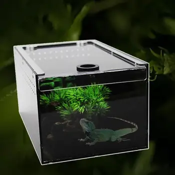 

Clear Reptile Breeding Box Acrylic Sliding Cover Reptile Tank Small Large Acrylic Terrarium For Spider Chilopod Feeding Box